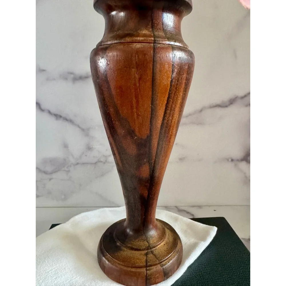 Vintage Hand Turned Wooden Vase Primitive Organic Modern Decor